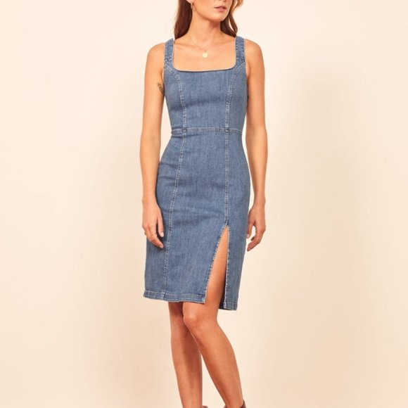 reformation denim dress